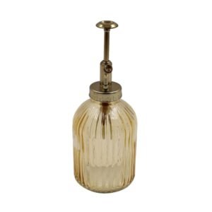 Dispenser Sabonete Líquido Vidro Canelado Dourado 350ml
