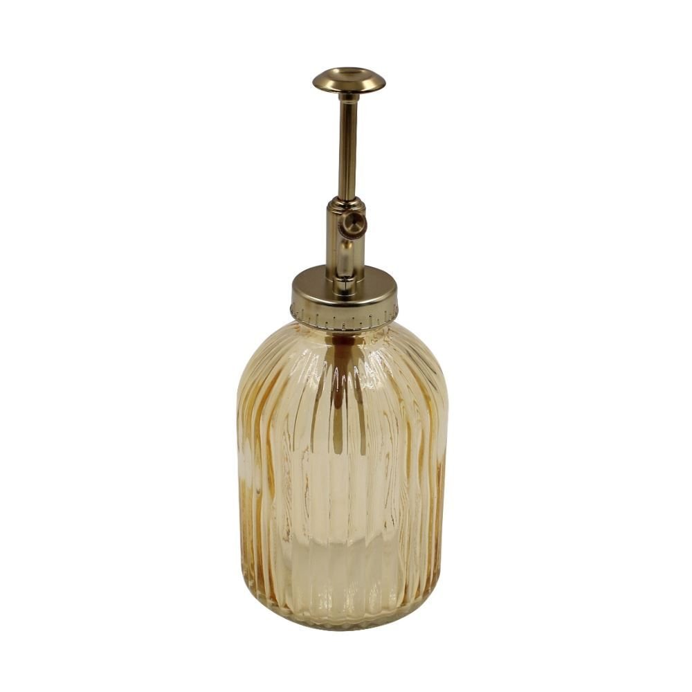 Dispenser Sabonete Líquido Vidro Canelado Dourado 350ml