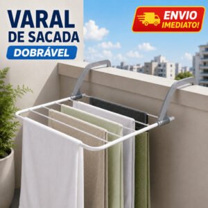 Varal de janela dobrável para sacada e apartamento