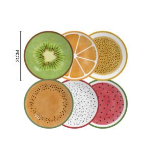 Kit 6 Pratos de Sobremesa Salada de Frutas Coloridos