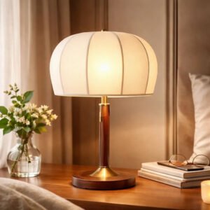 Luminária de Mesa Abajur com Cúpula de Tecido