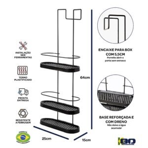 Porta Shampoo Box Organizador 3 Andares Sem Furo