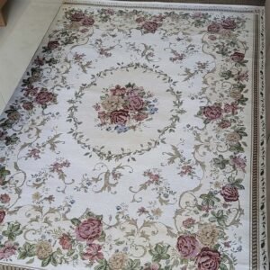 Tapete de Sala Antiderrapante Floral Jasmin Bege 1,00 x 1,50m